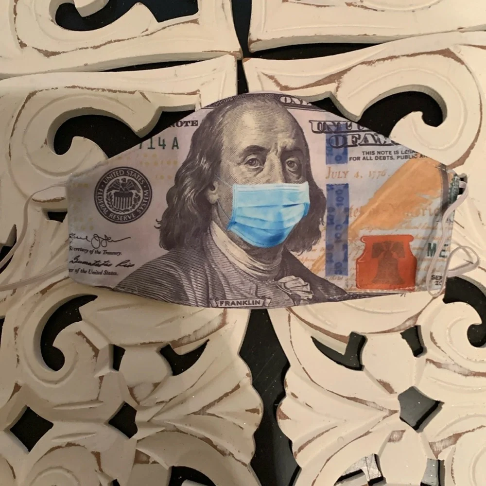 Handmade Dollar Bill Money Note Stretchy Face Mask NWOT